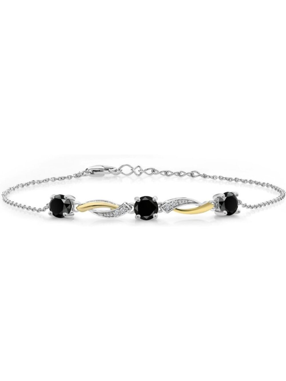 Elegant 3-Stone Infinity Tennis Bracelet for Women | 925 Silver & Gold